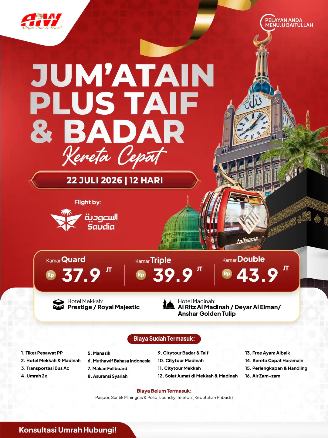 UMROH JUM'ATAIN PLUS TAIF + BADAR 12HR (KERETA CEPAT)
