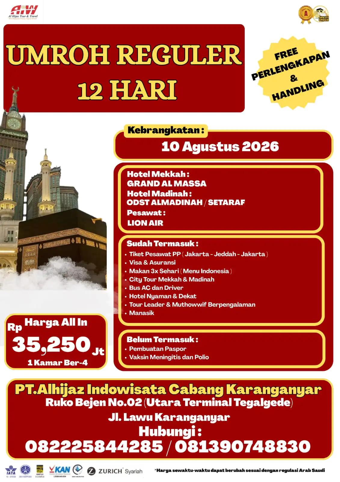UMROH REGULER PLUS BADAR 12HR ( START SOLO)